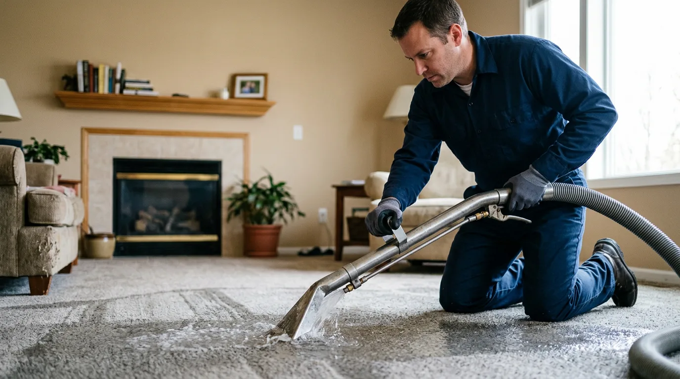 Water damage restoration technician working near Newburg, ND